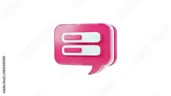 Obraz 3D Pink Chat Bubble with Progress Bars on White Background
