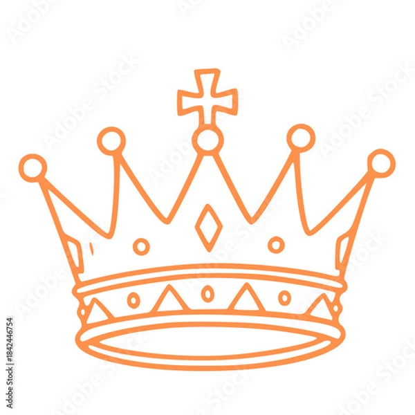 Obraz Royal crown with cross elegant outline