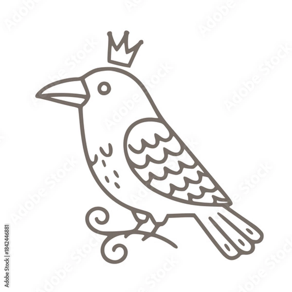 Obraz Royal crowned bird outline for whimsical designs