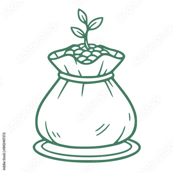Obraz Young sprout growing inside simple fabric bag