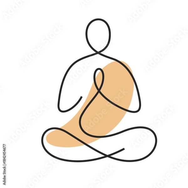 Obraz Yoga one line simple icon