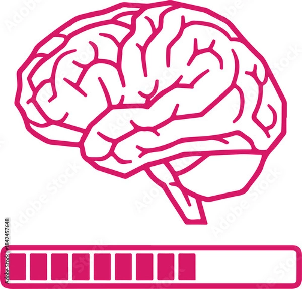 Fototapeta Brain loading bar progress concept of intelligence and development