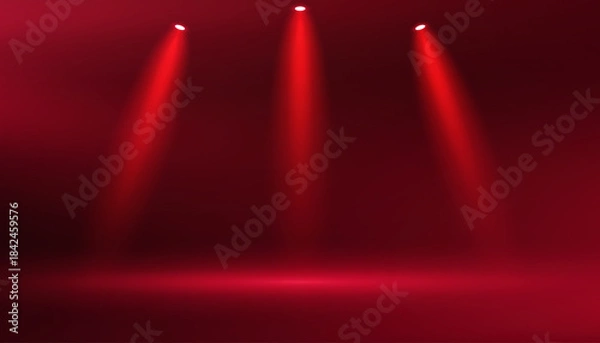 Obraz Red studio room background space for selling products, backdrop, wallpaper, background, text.