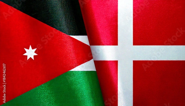 Obraz デンマークの国旗とヨルダンの国旗(Denmark flag & Jordan flag.)
