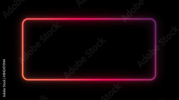 Obraz Glowing neon rectangular frame on dark background