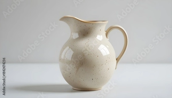 Obraz Isolated on a clear background, this elegant light beige ceramic pitcher
