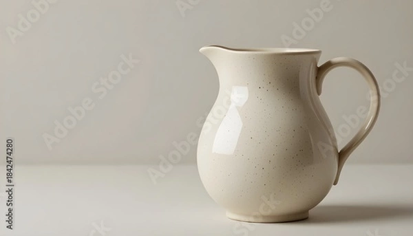 Obraz Isolated on a clear background, this elegant light beige ceramic pitcher