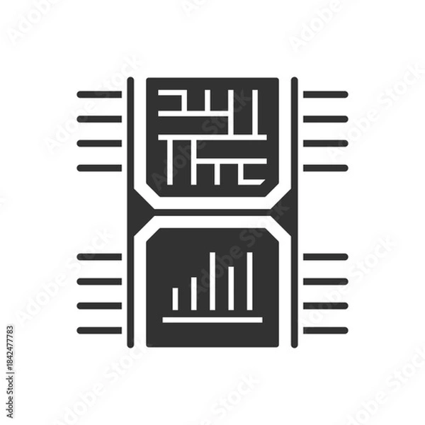 Obraz Data Analysis Chip Icon - Bar Chart With Processor Icon