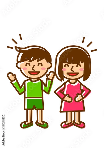 Fototapeta 子供　全身　大笑い