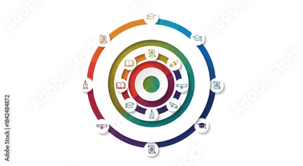 Fototapeta Circular Infographic with Icons and Color Spectrum.