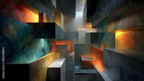 Obraz Geometric Layers Depth Render