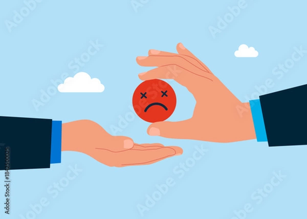 Obraz Negative thinking business people. Negative attitude. Business deal, agreement, contract. Modern vector illustration in flat style