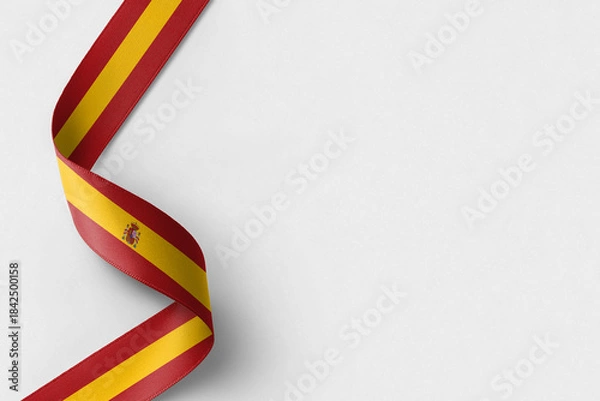 Obraz Spain flag ribbon on white background with copy space