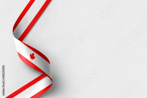 Obraz Canada flag ribbon on white background with copy space