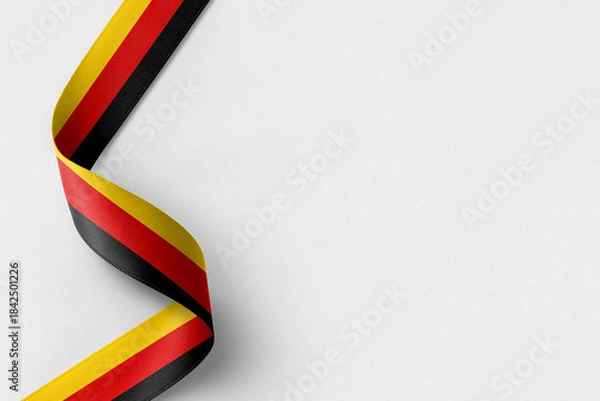 Obraz Germany flag ribbon on white background with copy space