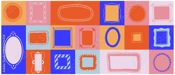 Obraz Hand drawn picture frames header, doodle vector set
