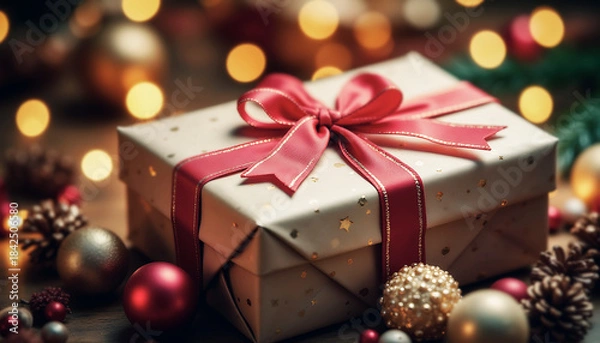 Obraz red christmas gift box