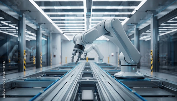 Obraz 自動化ラインで稼働する工場用ロボットアーム