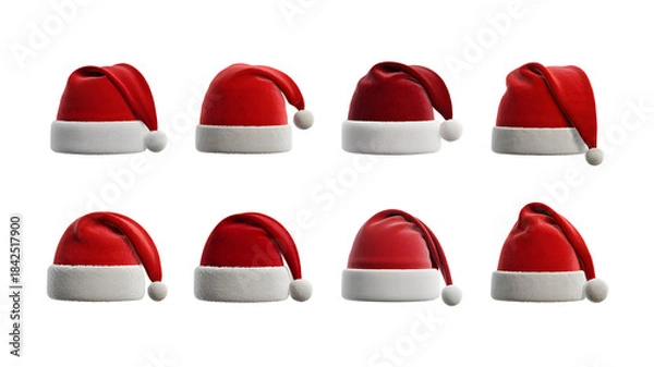 Obraz Red Velvet Santa Hat Set with Unique Shapes and Soft Shadow Finish
