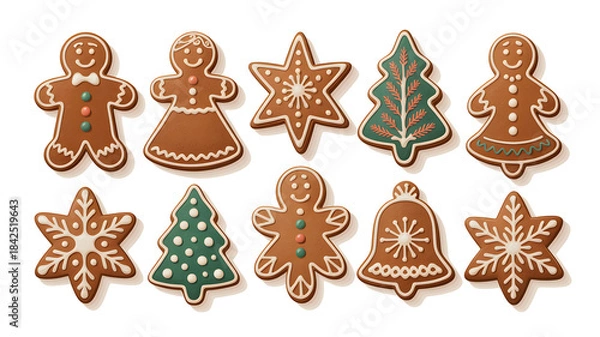 Obraz Gingerbread Cookies Collection with Men, Women, Star & Tree Shapes