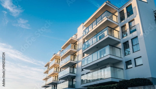 Obraz バルコニーが並ぶ日本の新築マンション外観