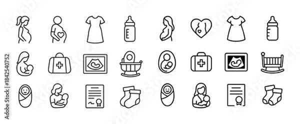 Obraz Pregnancy and baby icons: maternity, care, and baby essentials