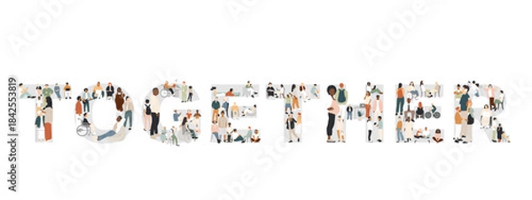 Obraz Together sign. Many different people together. Modern design.