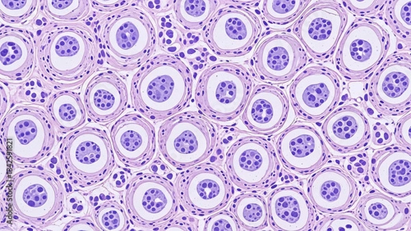 Obraz Detailed Microscopic Section Revealing Intricate Cellular Organization and Tissue Structure