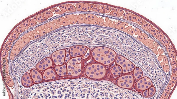 Obraz Microscopic cross-section of plant ovule structure revealing cellular detail