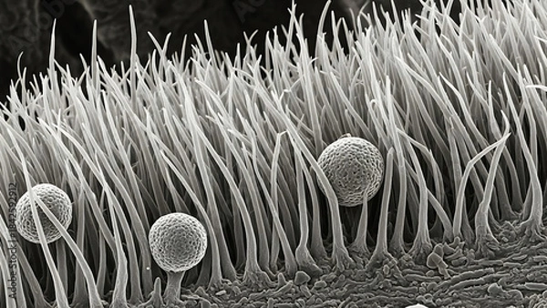 Obraz Close-up Scanning Electron Micrograph of Cilia and Alveoli in the Lungs