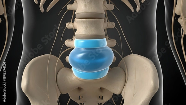 Obraz Anatomical illustration of a herniated disc in the lumbar spine