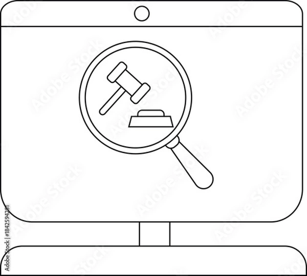 Fototapeta Online Legal Research Concept with Gavel and Magnifying Glass