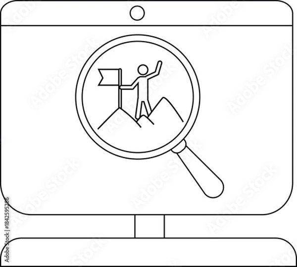 Fototapeta Explore Your Adventure: Virtual Landscape Discovery through a Computer Screen