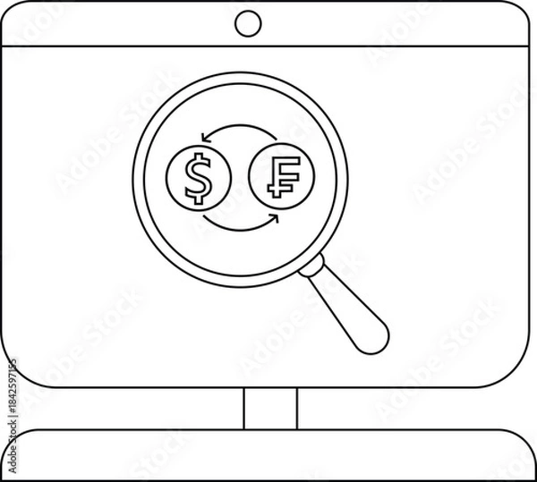 Fototapeta Currency exchange analysis concept on a computer screen illustration
