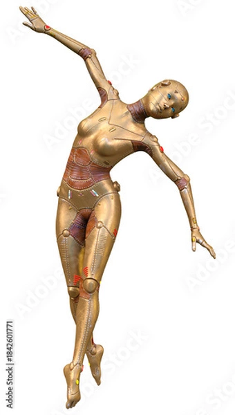 Obraz 3D Rendering Female Robot on White