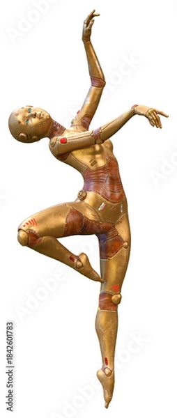 Obraz 3D Rendering Female Robot on White