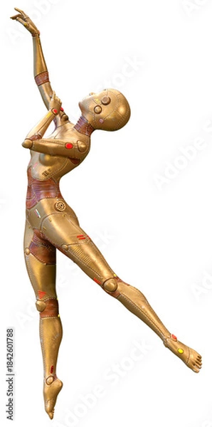 Obraz 3D Rendering Female Robot on White