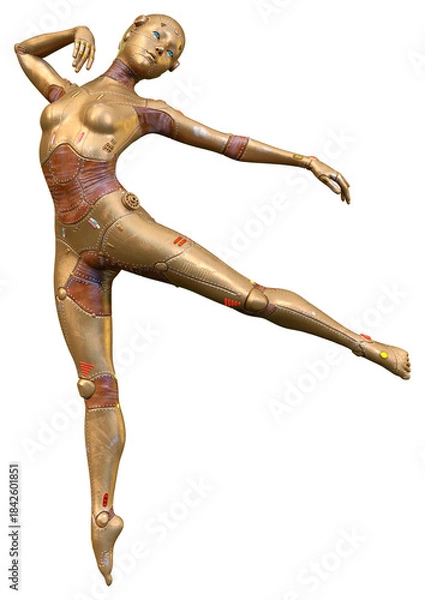 Obraz 3D Rendering Female Robot on White