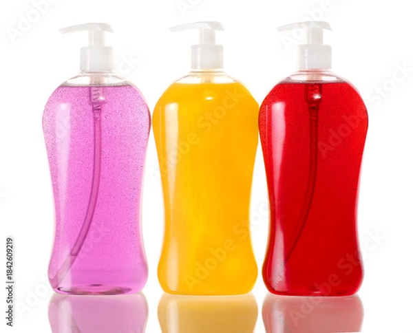 Obraz Plastic Bottle with liquid soap on a white background