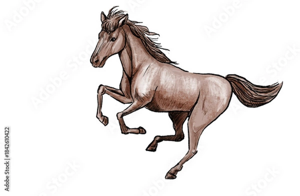 Obraz かっこいい馬の絵　ペン画　イラスト　リアル