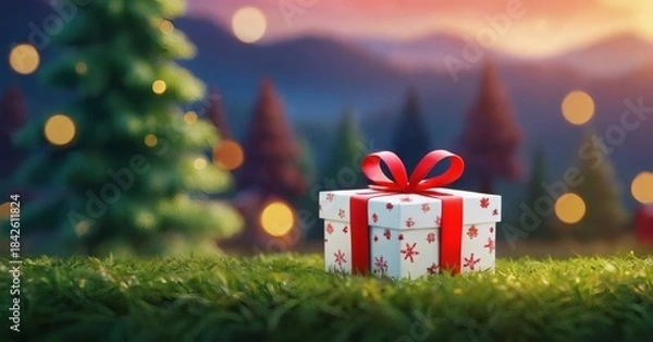 Fototapeta Christmas background with gift