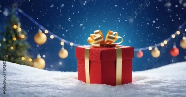 Fototapeta Christmas background with gift