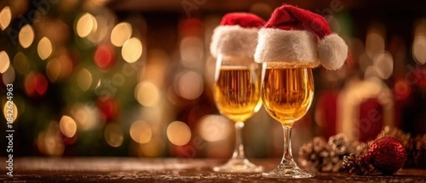 Obraz Prosecco and Rum Christmas Banner