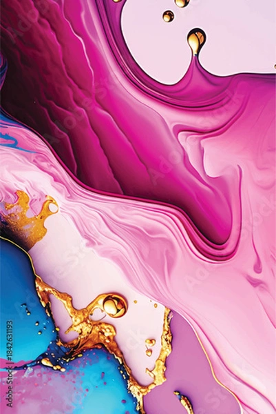 Obraz Multicolor brushed marbled surface. Abstract colorful illustration. Texture of marble. Vector illustration.	