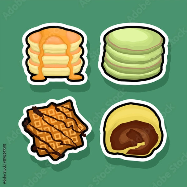 Fototapeta Cute dessert element vector set food drawing