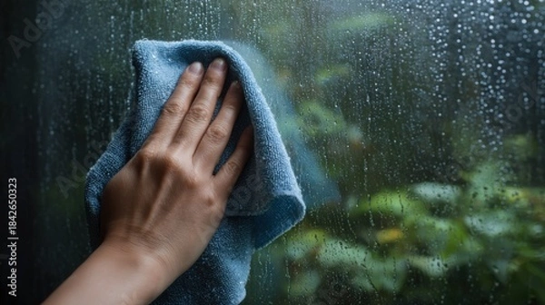 Obraz Window Cleaning on a Rainy Day