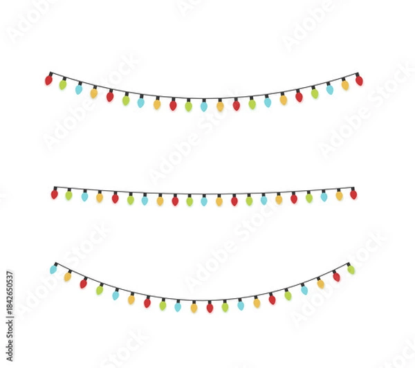 Obraz クリスマスのイルミネーションガーランドをモチーフにした装飾用デザイン。やわらかな光のラインとグリッター感が、冬や年末イベントの背景やデザイン素材として使いやすいビジュアルです。