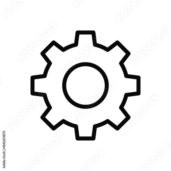 Fototapeta Black and White Gear Icon Symbolizing Mechanism and Engineering Concept