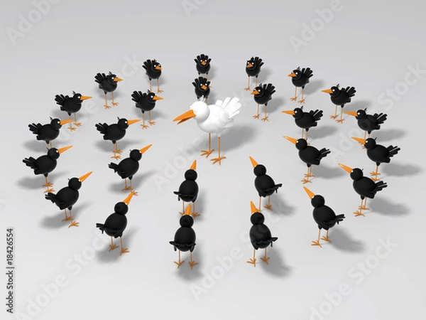 Obraz White and black birds