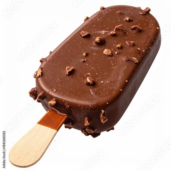 Obraz Nutty chocolate-coated ice cream bar on stick